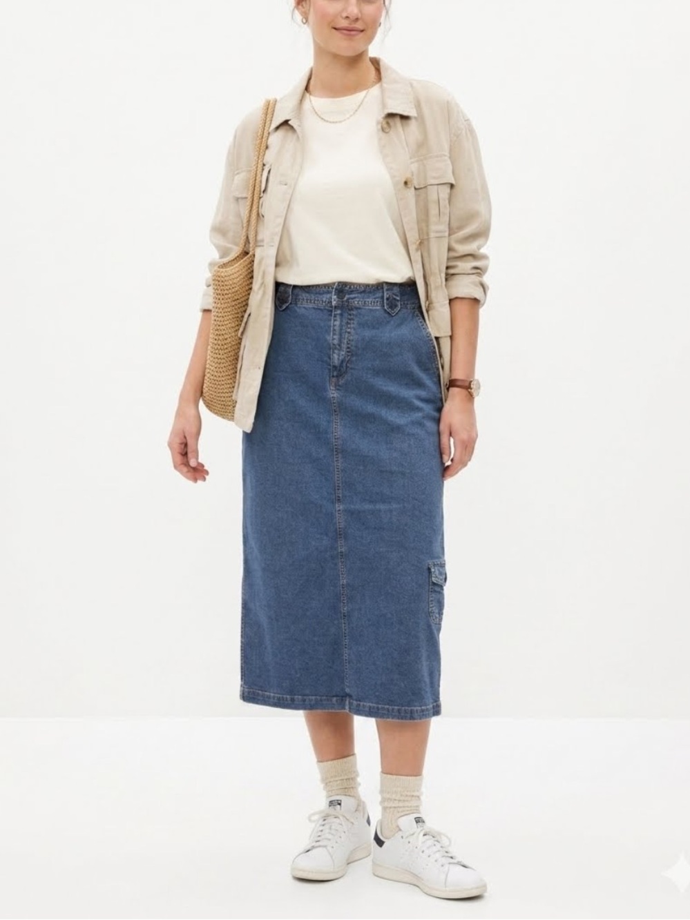 Y2K Denim Cargo Maxi Skirt sz 10